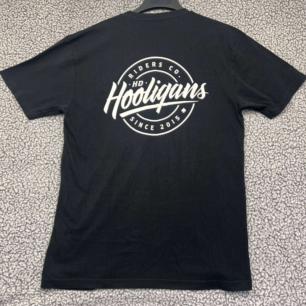 Hooligans Riders Co. Shirt Men Large Black Short Sleeve Crew Neck L‎